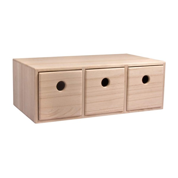 Rayher 62909505 Wooden Chest of Drawers with 3 Drawers, FSC 100%, Natural, 32 x 18 x 11.5 cm