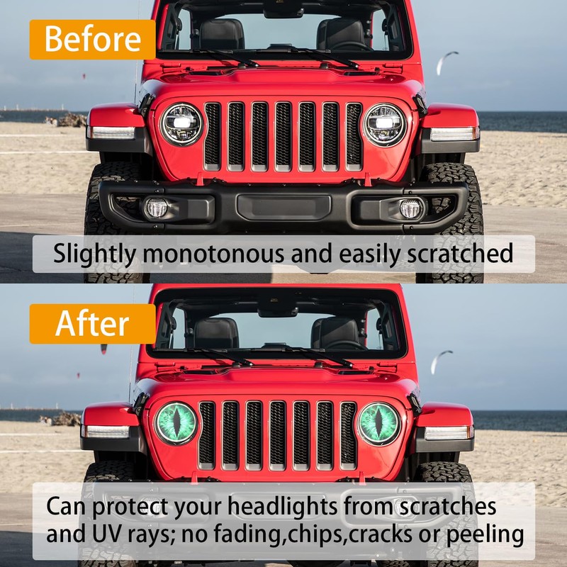Vyqloren Beast Eyes Headlight Decals, 3D Round Stickers and Decals