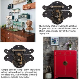 Tnfeeon XXS Lock Wooden Case Hasp Antique Embossing Latch Hasp Latch Small Box Hardware Engraved Designs Hinges Latch with Screws for Wooden Drawer Jewellery Box Case Cabinet