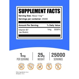 BulkSupplements Pure Biotin Powder 25G Vitamin B7 Supplement For Professional Use Quality Ass...