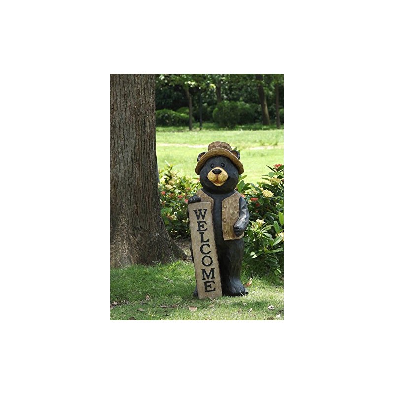 Hi-Line Gift Ltd Bear Standing with Welcome Sign Statue