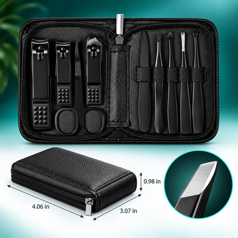 9-Piece Nail Clipper Set – Stainless Steel Manicure & Pedicure