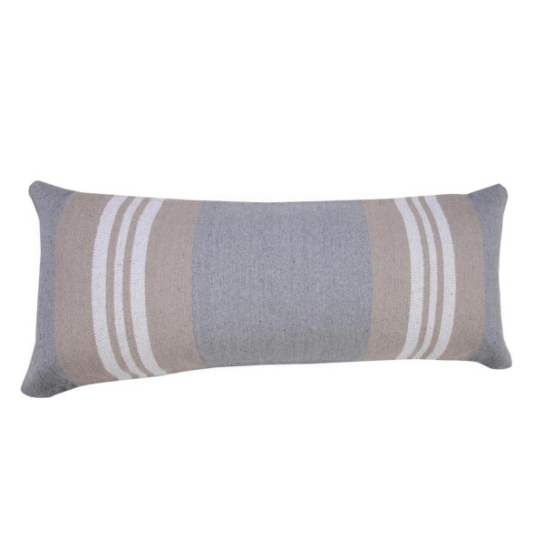 14 X 36 Beige and Gray Striped Cotton Zippered Pillow