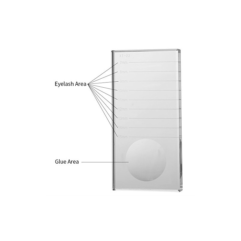 Paleta de extensión de pestañas, Cristal Rectangular Pestañas postizas Pegamento