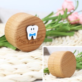 Malihome Tooth Fairy Box for Girls and Boys Wooden Cute Tooth Box with 3D Tooth, Lost Teeth Storage for Kids, Dropped Tooth Keepsake Box Gift (Blue)