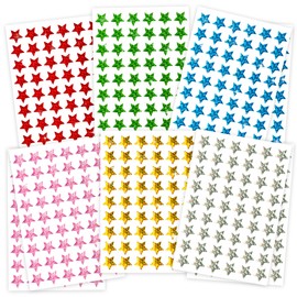 Star Stickers, Holographic Gold Star Stickers for Kids Reward, 1620 Pack 6 Colors 0.6" Sparkly Glitter Foil Small Mini Stars Sticker Teacher Supplies, Behavior Chart, Classroom Student School Planner
