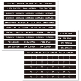 CDXHOME Swimming Pool Equipment Identification Labels - 20PCS Heavy Duty UV-Resistant Waterproof Labels for Swimming Pool, Plumbing, & Piping Parts, Pool Maintenance Labels, Black