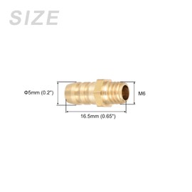 METALLIXITY Brass Hose Barb Fitting (M6-1 Male x 6mm Barbed) 4pcs, Hose Pipe Connector - for Fuel Air Water Oil Gas