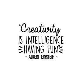 Vinyl Wall Art Decal - Creativity is Intelligence Having Fun - 17" x 21.5" - Modern Positive Inspirational Quote for Home Bedroom Kids Room School Classroom Office Decoration Sticker