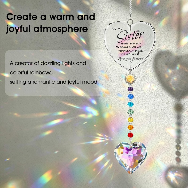 Sister Gifts from Sister,Birthday Gifts for Women Friend Crystal Suncatcher