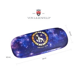 VON LILIENFELD Hard Horoscope Glasses Case (Leo), Classic Style, Button Closure, Lightweight, Stable, Cleaning Cloth Included, 16 x 4.5 x 6.5 cm, 110 g