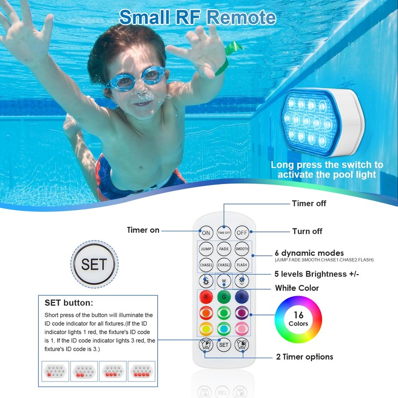 QOLNBY Pool Lights, Rechargeable Submersible LED Lights, Pool Lights for