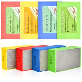 Akamino 8 PCS Diamond Hand Polishing Pads,Grit 60# 100# 200# 400# Tile Sanding Blocks,Plane Sharp Glass Polishing Kit for Tile Metal Stone Granite Marble Ceramics Concrete