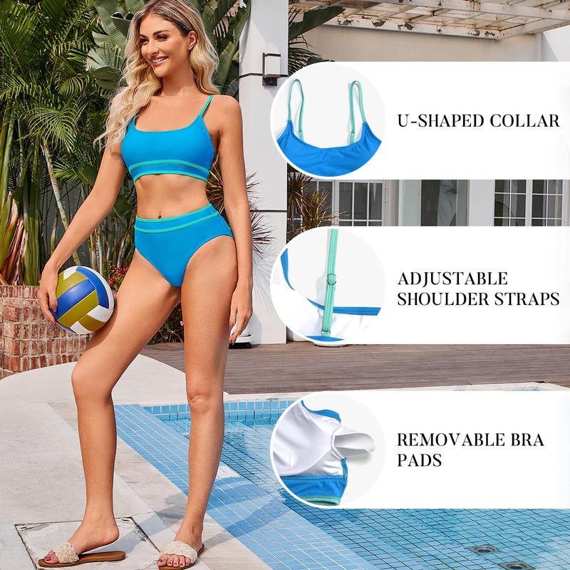 Women's Bikini Set - High Waisted Tummy Control Swimsuits with