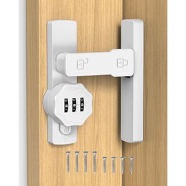 YogePote Keyless 90/180 Degree Sliding Barn Door Lock Latch, White-1PC
