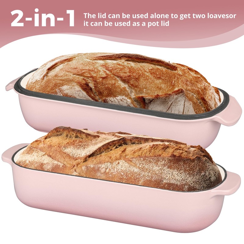 Enameled Cast Iron Loaf Pan with Lid, Dutch Oven Bread