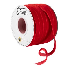 Humphrey's Craft 3/8 Inch Wide Red Velvet Ribbons Spool Good for Sewing, Gifts Wrapping, Jewelry Making, Christmas Crafting Projects 25 Yards.