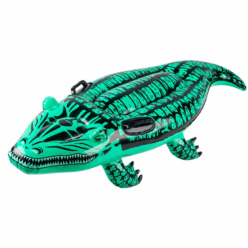 Crocodile Inflatable Ride-On Pool Float for Summer Fun – PVC