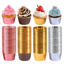 GiftPot Muffin Cases Paper 200 Pieces Aluminium Foil Baking Cases Cupcake Cases Aluminium Foil for Wedding Birthday Party 4 Colours