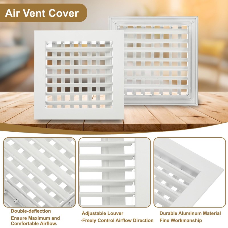 PATIKIL 10" x 10" Adjustable Air Supply Diffuser, Aluminum Double
