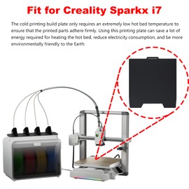 SPARKX i7 Cold Printing Build Plate Upgraded No-Heating No Glue Double Sided PEI Cool Platform Sheet, 301x267mm 3D Printer Textured Surface Flexible Removable Spring Steel Heated Print Bed Mat Black