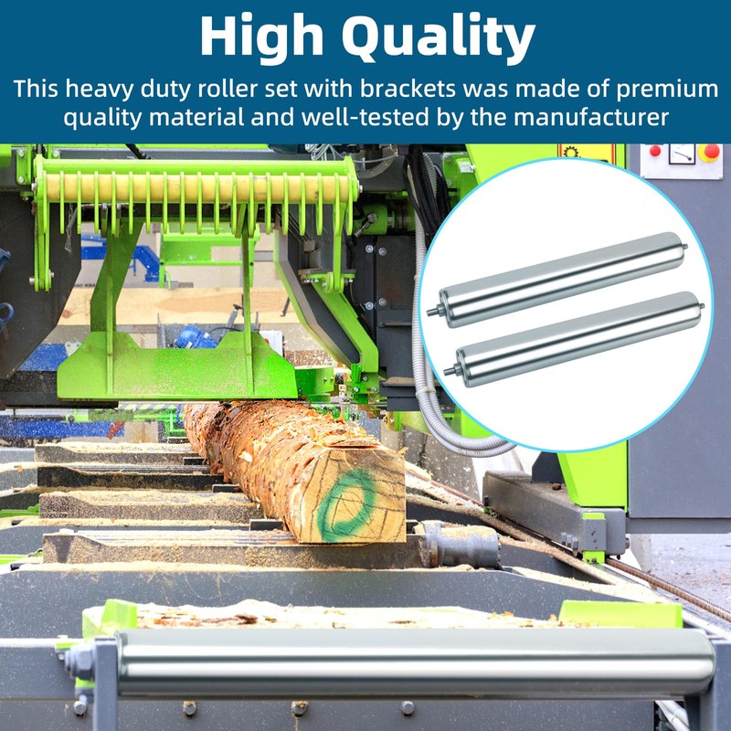 2 Pack Conveyor Long Roller and Bracket Set 10-inch, 1.5-inch