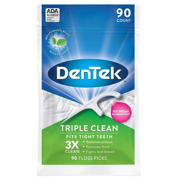 DenTek Triple Clean Floss Picks, 90 Count, (Pack of 1)