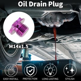 Partuto M14*1.5 Oil Drain Plug Titanium Alloy Oil Pan Drain Bolt Screw Thread Repair Purple 1 Pcs