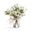 PETALS - Farmhouse Daisies Silk Flower Arrangement in Glass Mason