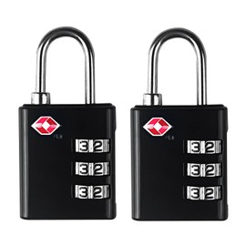 Newpop Pack of 2 TSA Suitcase Lock, Luggage Lock, 3-Digit Locks, Combination Lock, Theft for Travel Suitcase, Locker, Backpack, Luggage, Padlock Small, Luggage Locks, Black