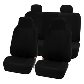 FH Group FB102114 Classic Full Set High Back Flat Cloth Car Seat Covers,Black- Fit Most Car, Truck, SUV, or Van …