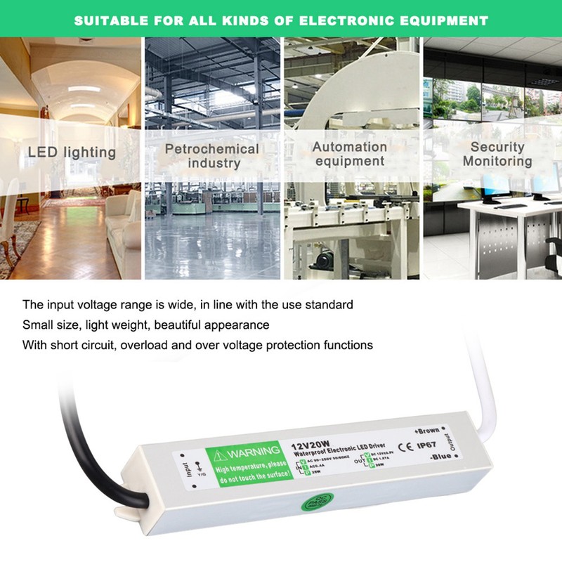 12V 20W Outdoor Waterproof LED Power Supply LED Driver Switch