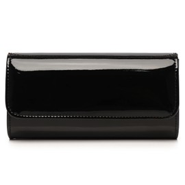 Patent Leather Envelope Clutch for Women Stylish Evening Handbag with Detachable Chain, Perfect for Wedding, Party & Prom (Black 018)