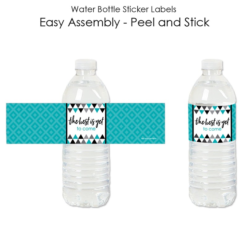 Big Dot of Happiness Teal Graduation Party Water Bottle Sticker