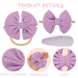 ZKSXOA Baby Girl 8 Pcs Bow Headbands & Hair Clips Set, Mini Flowers Patterns, Elastics Hair Bands, Newborn Toddlers Kids Accessories