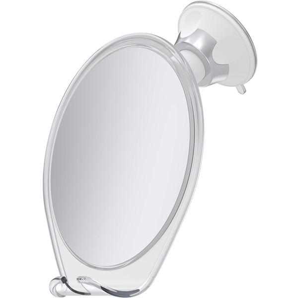 HoneyBull Shower Mirror for Shaving Fogless with Suction, Razor Holder & Swivel (White)