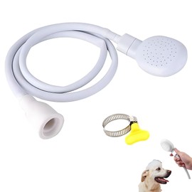 2 Piece White Tap Shower Attachment for Bath Includes Shower Head and Clamp, Shower Tap Attachment for Bath, 1.3m Hose, Ideal for Kids Elderly Travel Portable Handheld Shower for Sink or Bathtub