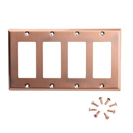 Akicon Copper Switch Plate 4-Gang Decora/GFCI/Rocker Device Switch Wall Plate, UL Listed, 1 PACK