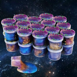 BVEHSR 36 Packs Galaxy Putty Slime, Party Favor for Kids Girls & Boys, Adults, Non Sticky, Stress & Anxiety Relief, Wet, Super Soft Sludge Toy,Easter Basket Stuffers