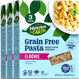 Heaven & Earth Grain Free Pasta, Cassava Elbow Macaroni Pasta, 8oz (3 Pack) | Paleo Pasta | Vegan | Certified Gluten Free | Kosher for Passover