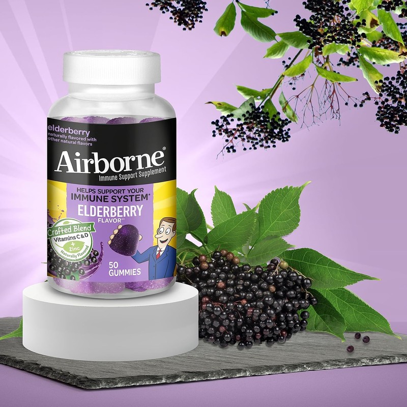 Airborne Elderberry + Zinc & Vitamin C Gummies For Adults,