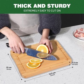 Skovtree Small Bamboo Chopping Board, 23x15.5cm Cutting Board with Handle, Juice Groove for Cutting Meat, Vegetables, Fruits and Fish.