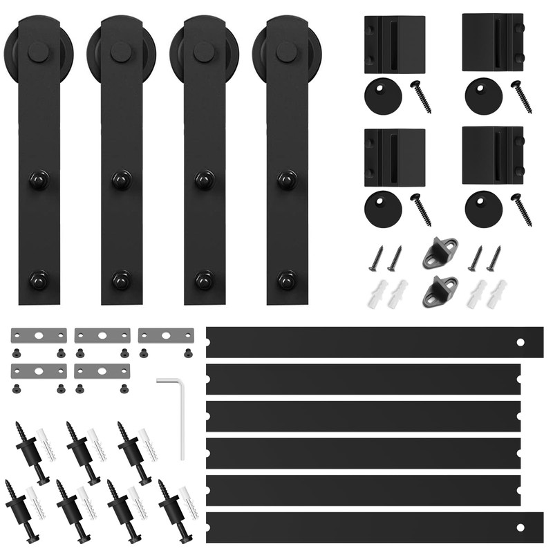 SMARTSTANDARD 8.2 FT Double Barn Door Hardware Kit - Heavy
