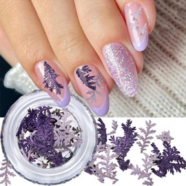 Real Dried Flowers Nail Decals Mini Fall Leaf Dry Flowers Nail Art Stickers Natural Autumn Leaves Dried Flower Nail Stickers Dry Floral Nail Decoration for Women Girls 1 Box Purple Dry Flower Leaf
