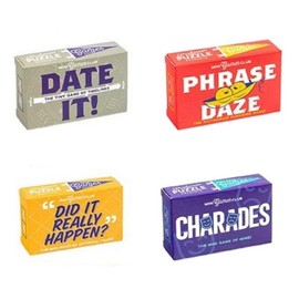 Set of 4 assorted mini games in a Matchbox - great travel size entertainment or Christmas Cracker Filler
