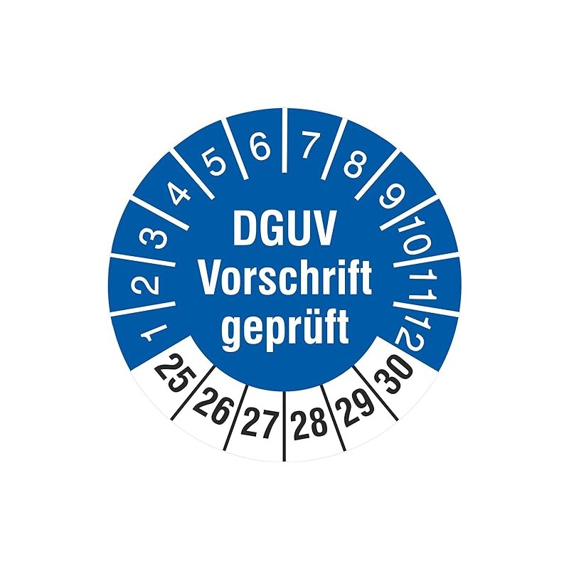 10 test badges, tested according to DGUV 2021-2026, test labels,
