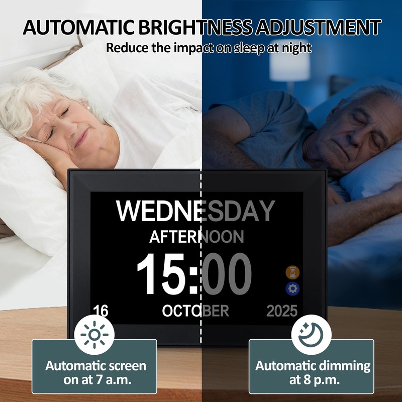 YUYIALARM 10.1" Touchscreen Clock for Seniors with 64 Reminders(Black)