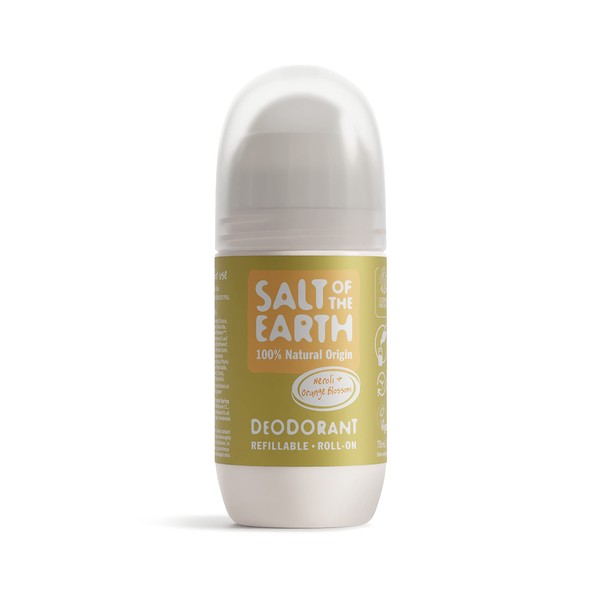 Salt Of the Earth Deodorant Roll On by Salt of the Earth, Neroli & Orange Blossom - Refillable, Vegan, Long Lasting Protection, Leaping Bunny Approved, Made in the UK - 75 ml