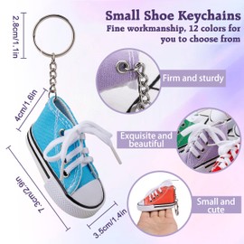 Tunejoy Keyring Mini Canvas Sneaker Shoe Key Ring Key Pendant Birthday Party Souvenir Gift for Friend and Family Pack of 12, multicoloured