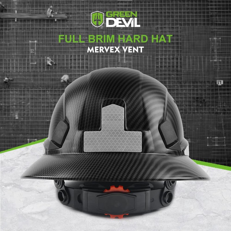 GREEN DEVIL Full Brim Hard Hat Vented Construction Helmet Cascos